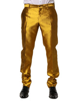 Dolce & Gabbana Yellow Silk Tapered Dress Men Pants